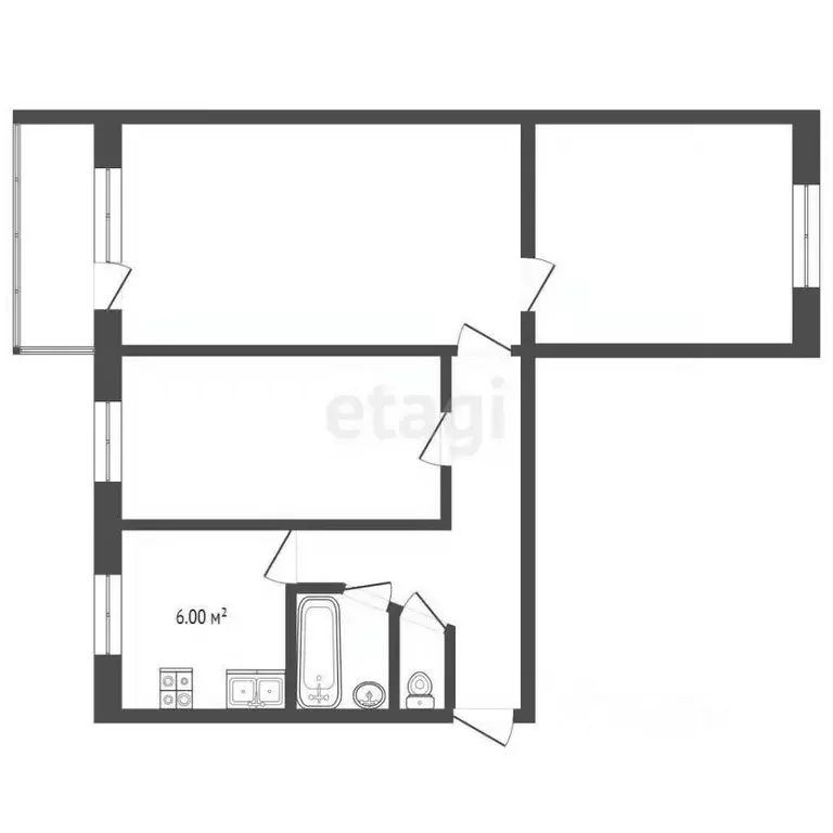 3-к кв. Вологодская область, Сокол Гражданская ул., 2 (50.0 м) - Фото 2