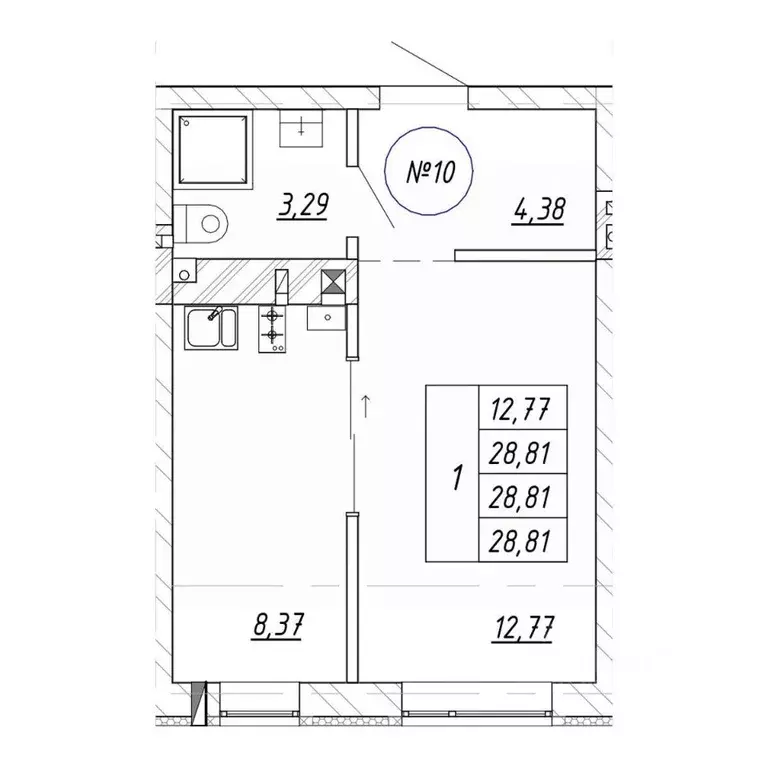 1-к кв. Калининградская область, Зеленоградск  (28.81 м) - Фото 1