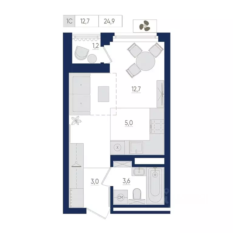 1-к кв. Башкортостан, Уфа бул. Яркий (24.9 м) - Фото 1