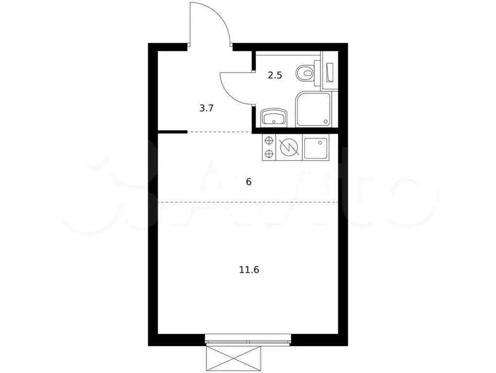 Квартира-студия, 23,3 м, 2/24 эт. - Фото 0
