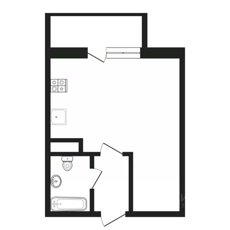 Студия Тюменская область, Тюмень ул. Дмитрия Менделеева, 2 (29.7 м) - Фото 1