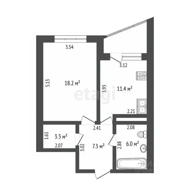 1-к кв. Тюменская область, Тюмень Широтная ул., 102 (46.2 м) - Фото 1