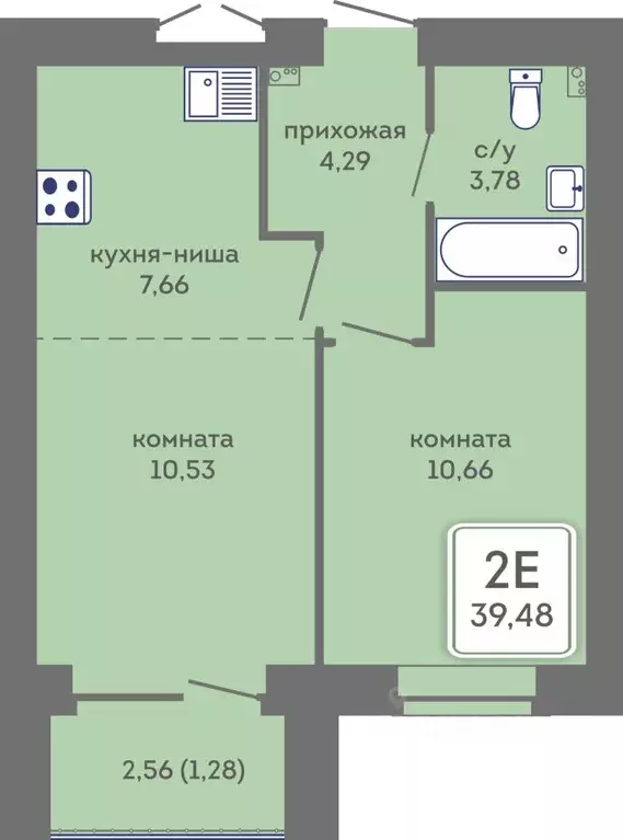2-к кв. Пермский край, Пермь Кировоградская ул., 28 (39.48 м) - Фото 1