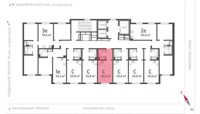 Студия Санкт-Петербург ул. Пахомовская, 10к4 (20.7 м) - Фото 1