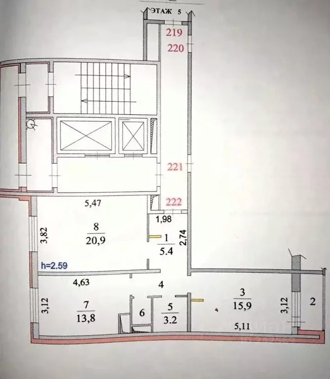 Квартира, 2 комнаты, 64.09 м - Фото 2