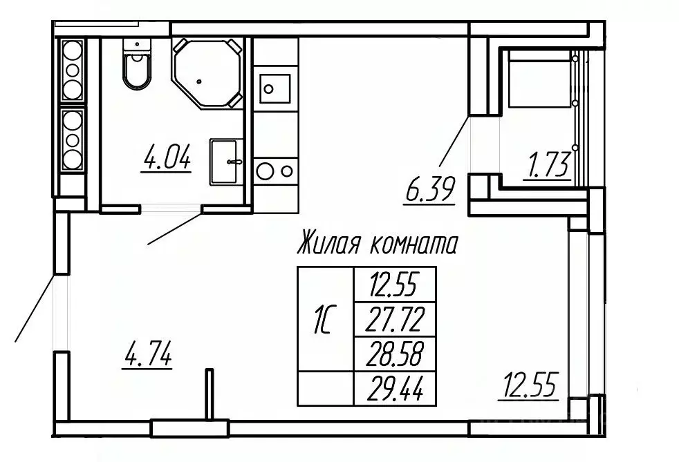 Студия Марий Эл, Йошкар-Ола Два Капитана жилой комплекс (28.58 м) - Фото 0