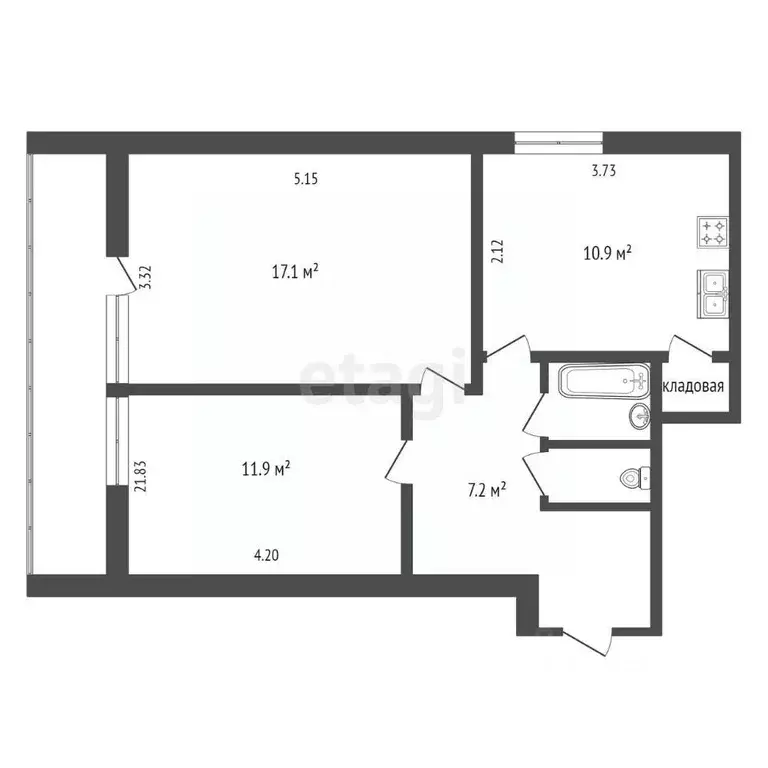 2-к кв. Москва, Москва, Московский г. 1-й мкр, 37 (51.2 м) - Фото 1