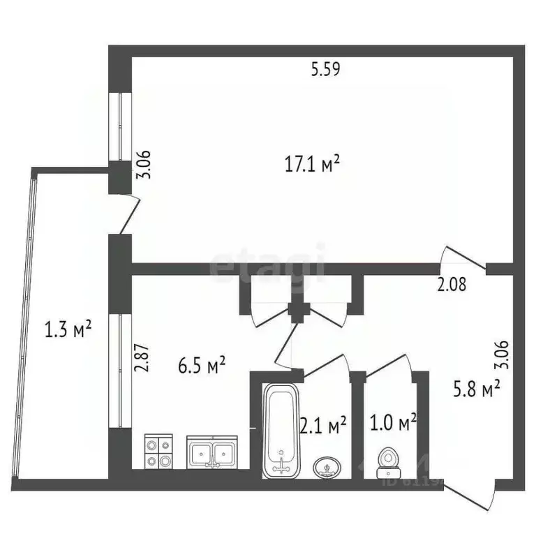 1-к кв. Мордовия, Саранск ул. Победы, 25к7 (33.5 м) - Фото 1