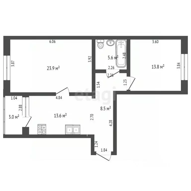 2-к кв. Калининградская область, Калининград ул. Вилория Бусловского, ... - Фото 1