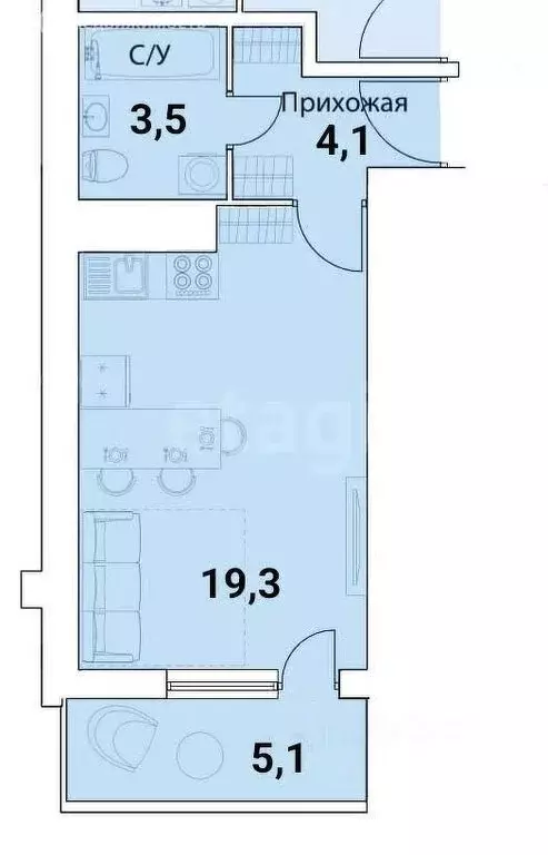 Квартира-студия: посёлок Коммунарка, Фитарёвская улица, 6 (26.9 м) - Фото 0