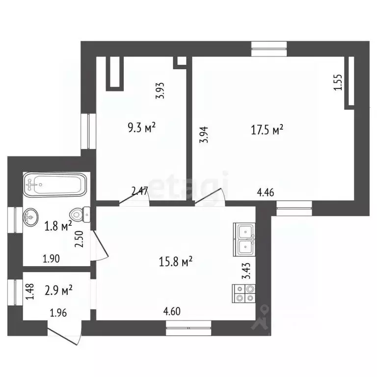 2-к кв. Калининградская область, Светлый ул. Кирова, 59 (50.1 м) - Фото 2