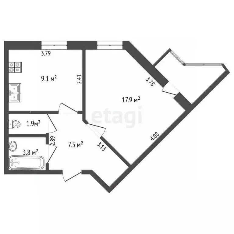 1-к кв. Архангельская область, Новодвинск ул. Мельникова, 25 (40.2 м) - Фото 2