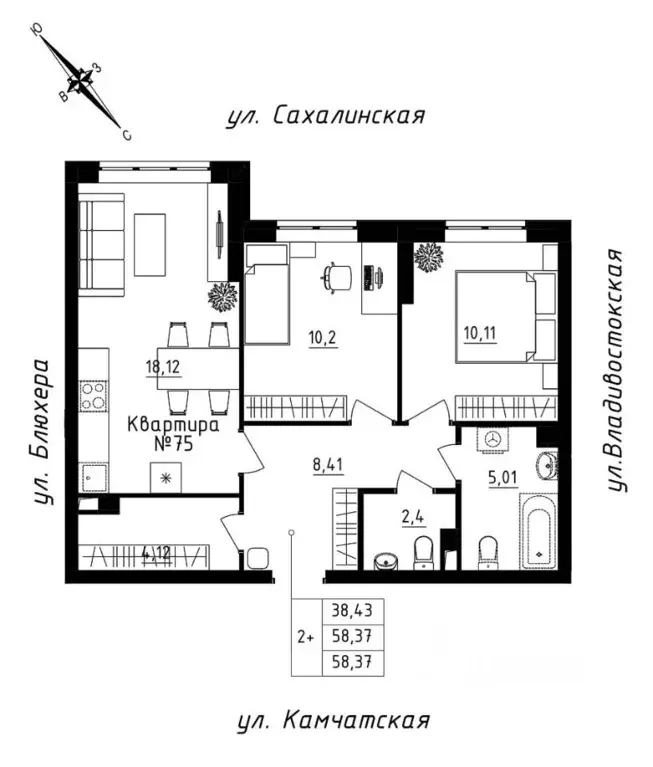 2-к кв. Свердловская область, Екатеринбург ул. Кронштадтская, 30 ... - Фото 0