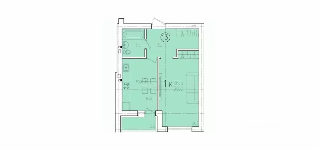 1-к кв. Саратовская область, Энгельс Энгельс-9 мкр,  (39.0 м) - Фото 0