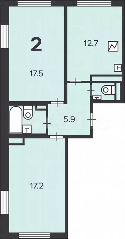 Аукцион: 2-к. квартира, 58,1 м, 2/15 эт. - Фото 1