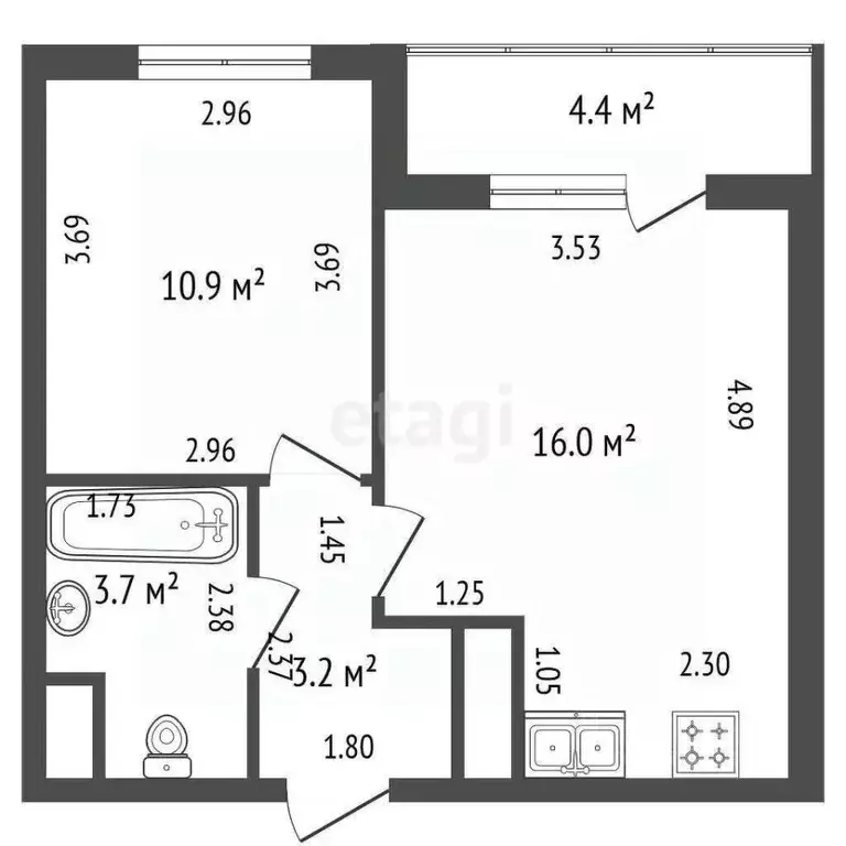 1-к кв. Санкт-Петербург ул. Меридианная, 6к2 (34.0 м) - Фото 1