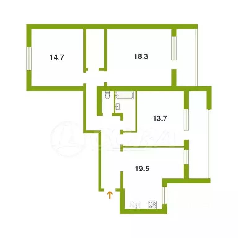 3-к кв. Тюменская область, Тюмень ул. Елизарова, 8 (90.0 м) - Фото 1