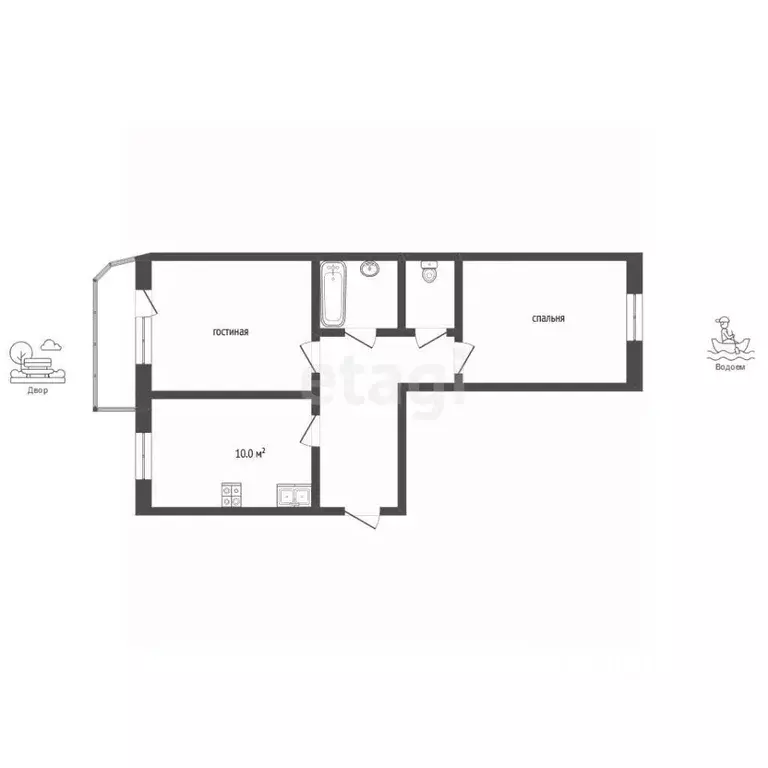 2-к кв. Севастополь ул. Павла Корчагина, 19Бк2 (57.0 м) - Фото 2