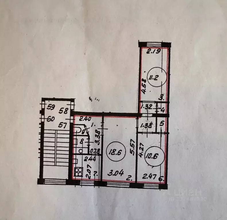 3-к кв. Санкт-Петербург ул. Рашетова, 3 (55.2 м) - Фото 1