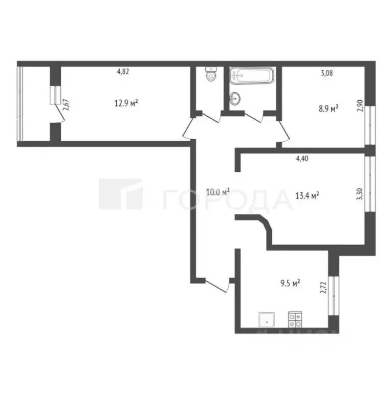 3-к кв. Новосибирская область, Новосибирск Широкая ул., 23 (59.8 м) - Фото 1