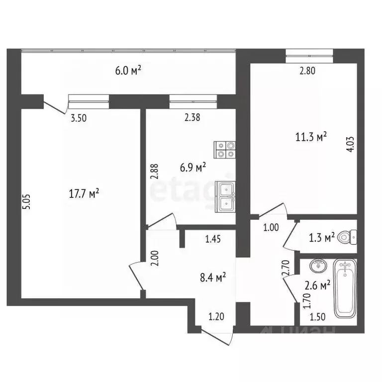 2-к кв. Мордовия, Саранск Республиканская ул., 22А (48.2 м) - Фото 2