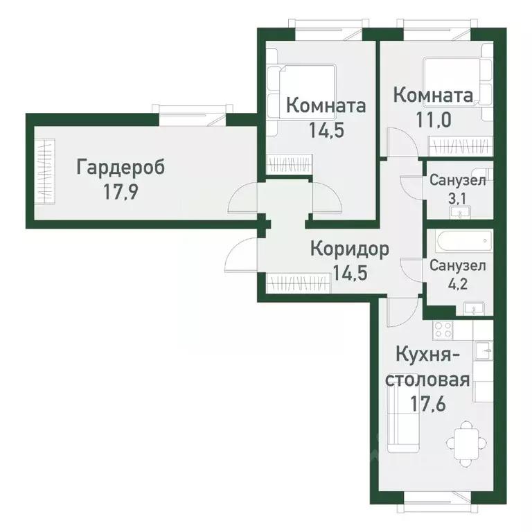 2-к кв. Челябинская область, Челябинский городской округ, пос. ... - Фото 0