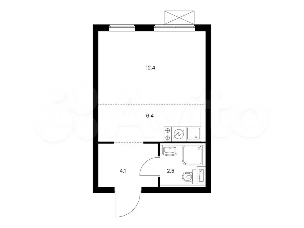 Квартира-студия, 25,4 м, 32/33 эт. - Фото 0