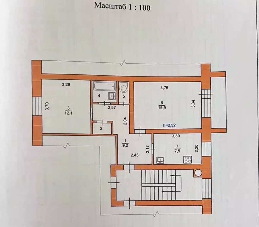 2-к кв. Амурская область, Благовещенск ул. Ломоносова, 263 (51.3 м) - Фото 2