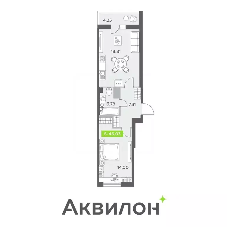 2-к кв. Санкт-Петербург пос. Шушары,  (46.03 м) - Фото 0