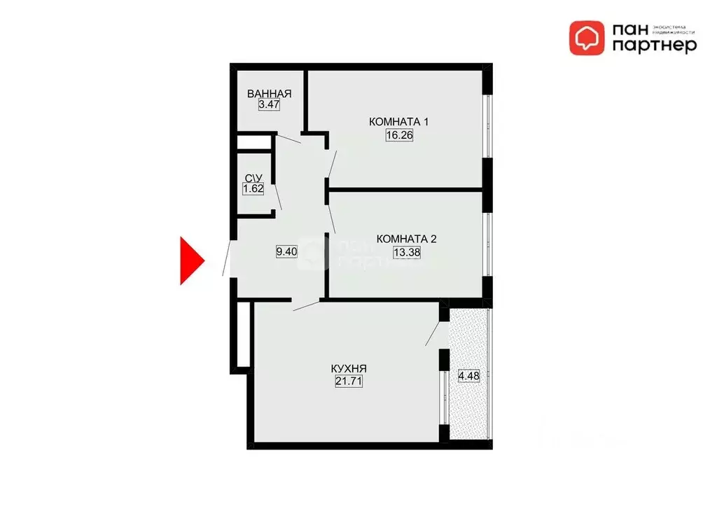 2-к кв. Санкт-Петербург Кубинская ул., 76к1 (64.7 м) - Фото 2