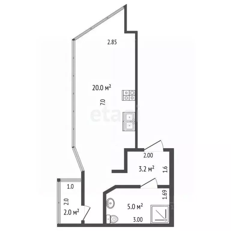 Студия Крым, Феодосия наб. Черноморская, 1Б (30.2 м) - Фото 1