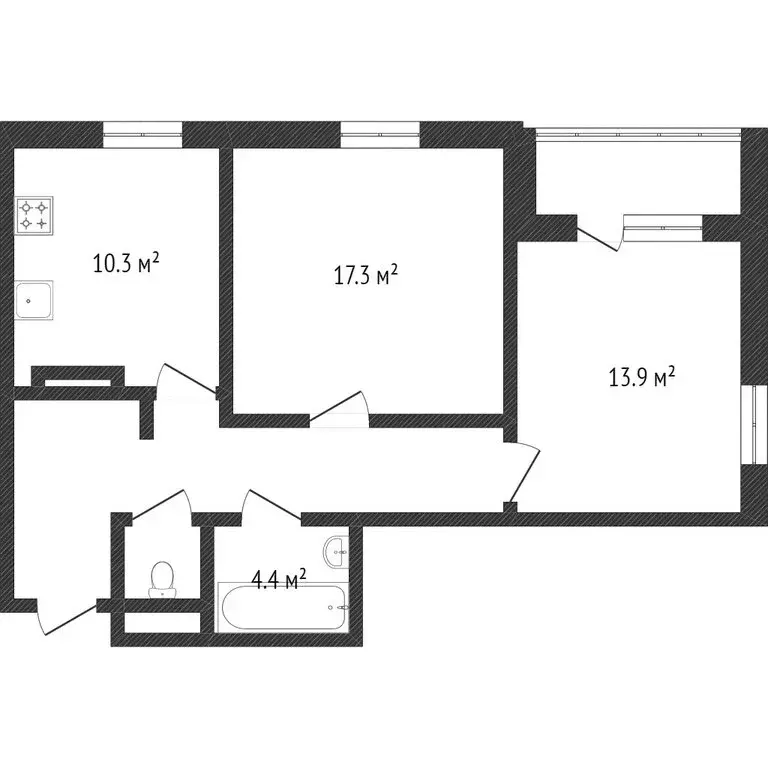 2-комнатная квартира: Тобольск, 10-й микрорайон, 65 (59 м) - Фото 0