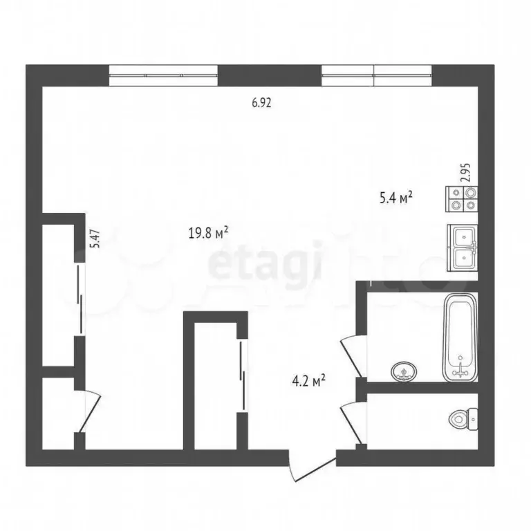 Квартира-студия, 37 м, 4/5 эт. - Фото 0