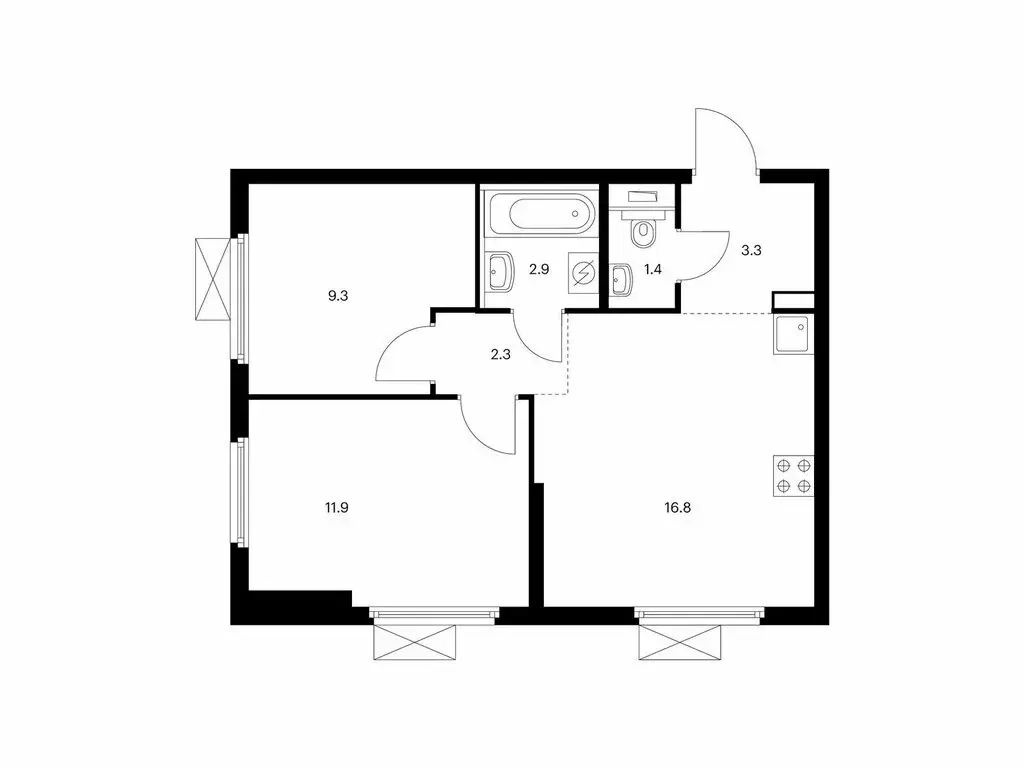 2-комнатная квартира: Москва, Новоостаповская улица, 7к2 (47.9 м) - Фото 1