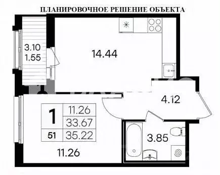 1-к кв. Санкт-Петербург пос. Парголово, ул. Тимура Сиразетдинова, 8к1 ... - Фото 2