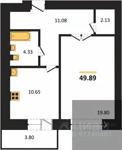 1-к кв. Воронежская область, Воронеж пер. Здоровья, 90Г/1к2 (49.89 м) - Фото 0