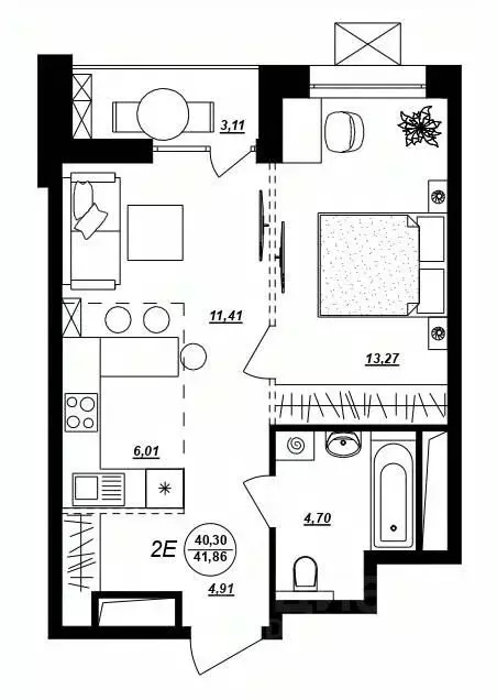2-к кв. Хабаровский край, Хабаровск ул. Демьяна Бедного (41.86 м) - Фото 1