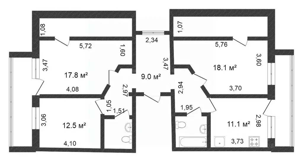 3-к кв. Коми, Сыктывкар Ручейная ул., 39/2 (95.0 м) - Фото 1