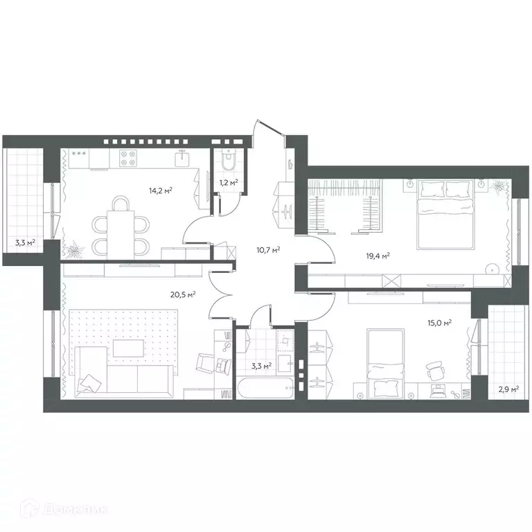 Продаётся 3-к квартира, 91.3 м - Фото 0