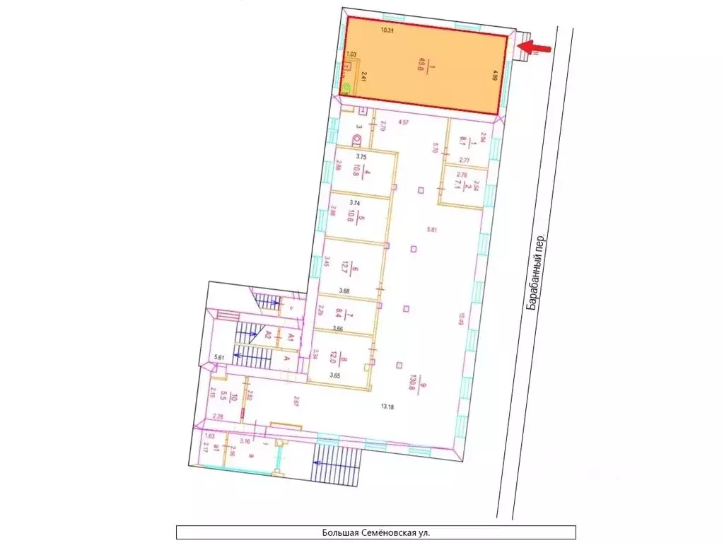 Торговая площадь в Москва Большая Семеновская ул., 23А (50 м) - Фото 2