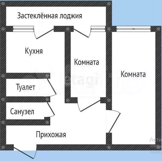 2-к. квартира, 48 м, 2/9 эт. - Фото 1