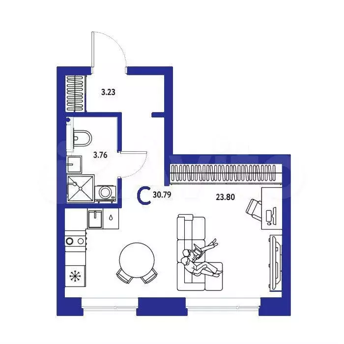 Квартира-студия, 30,8 м, 13/14 эт. - Фото 1