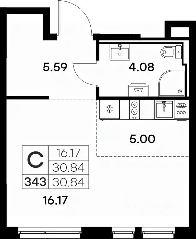 Студия Владимирская область, Владимир  (30.84 м) - Фото 0