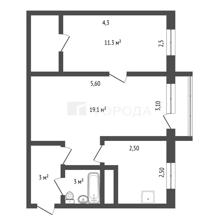 2-комнатная квартира: Барнаул, улица Георгия Исакова, 121 (45.3 м) - Фото 2