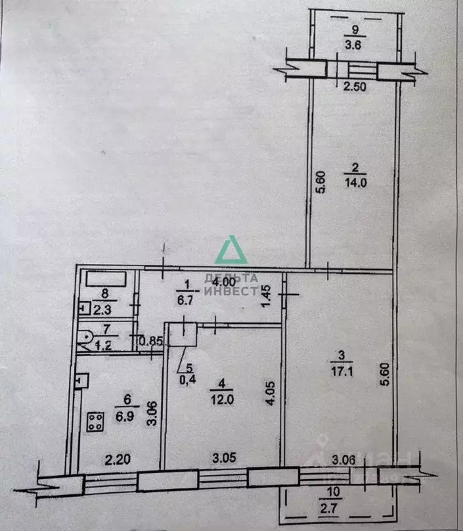 3-к кв. Башкортостан, Уфа ул. Авроры, 5/1В (67.0 м) - Фото 1