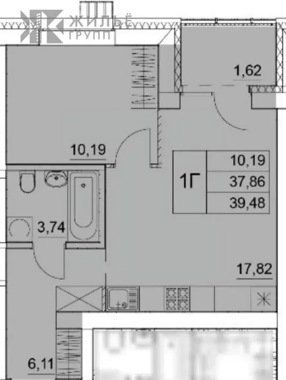 1-к кв. Татарстан, Казань ул. Натана Рахлина, 19к2 (39.48 м) - Фото 2