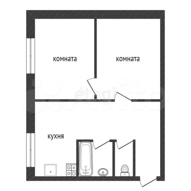 2-к. квартира, 40,3 м, 5/5 эт. - Фото 0