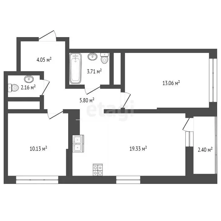 2-комнатная квартира: Тюмень, улица Первооткрывателей, 9 (60 м) - Фото 1