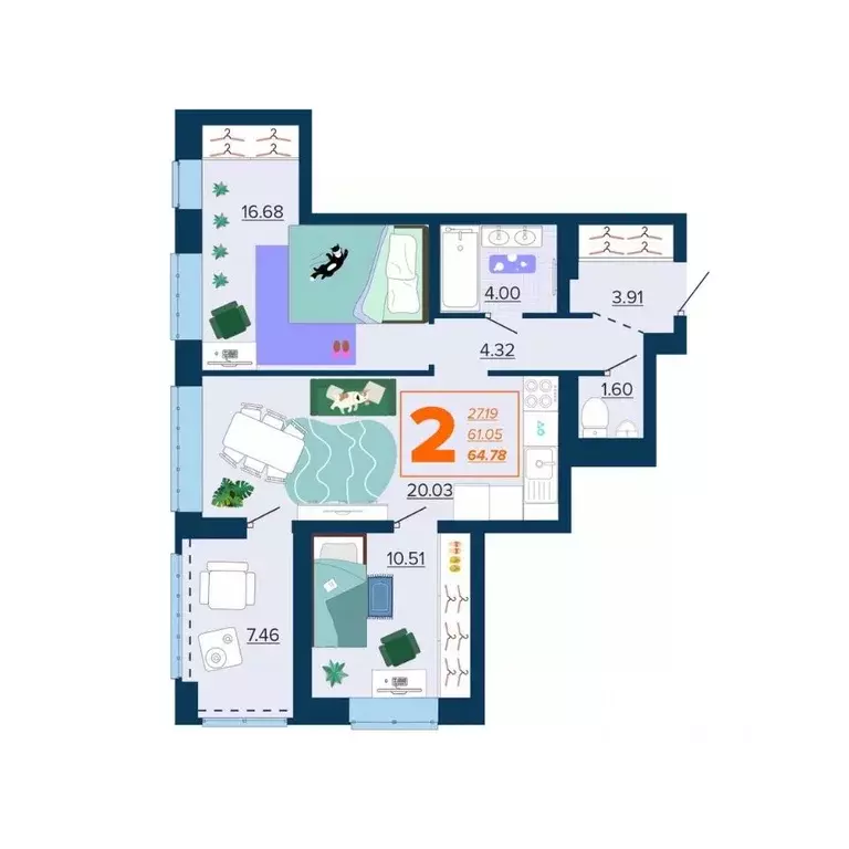 2-к кв. Брянская область, Брянск Московский мкр, Микрорайон Акватория ... - Фото 1