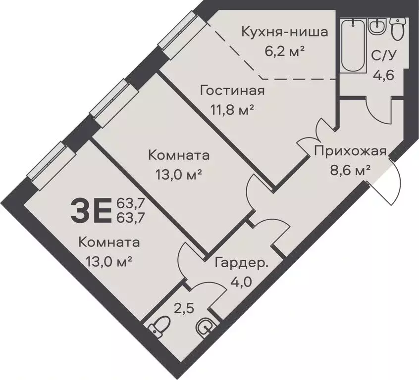3-комнатная квартира: Пермь, улица Вильямса, 5А (63.7 м) - Фото 0